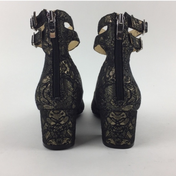 New Marc Fisher Gold Textile Short Block Heel - Picture 3 of 5